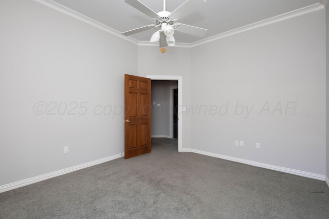 121 Quail Blvd, Amarillo, TX 79124 - carpeted spare room featuring crown molding and ceiling fan