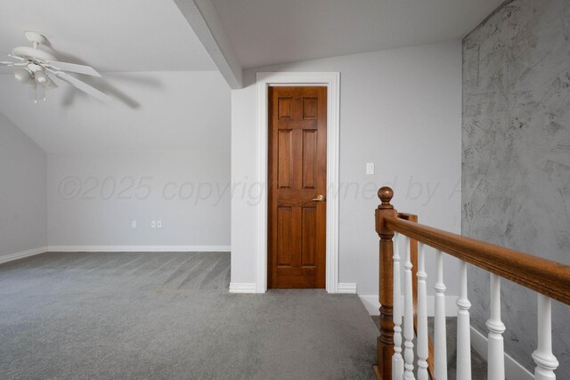 121 Quail Blvd, Amarillo, TX 79124 - additional living space featuring a ceiling fan, vaulted ceiling, and dark carpet
