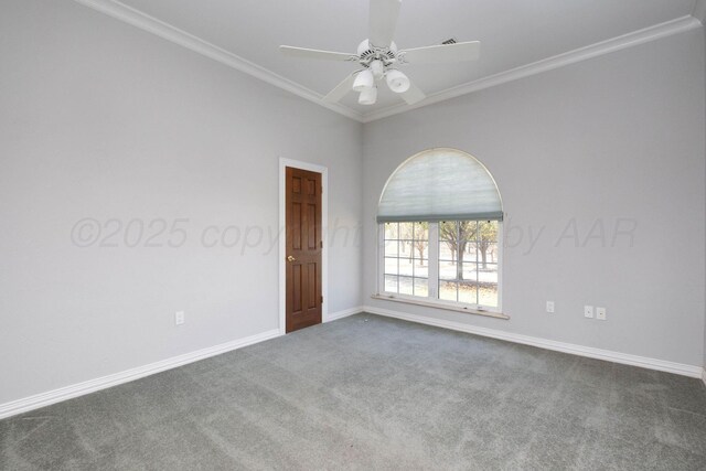 121 Quail Blvd, Amarillo, TX 79124 - carpeted spare room featuring ceiling fan and ornamental molding