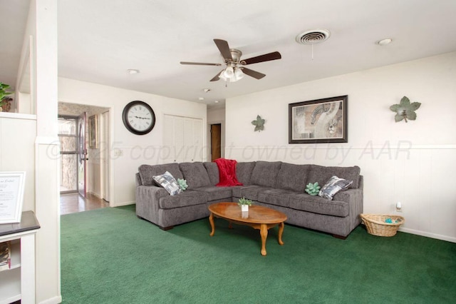 2819 Lloyd Dr, Amarillo, TX 79110 - carpeted living area featuring ceiling fan and baseboards