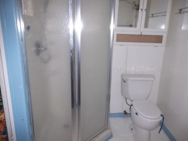 bathroom with walk in shower and toilet