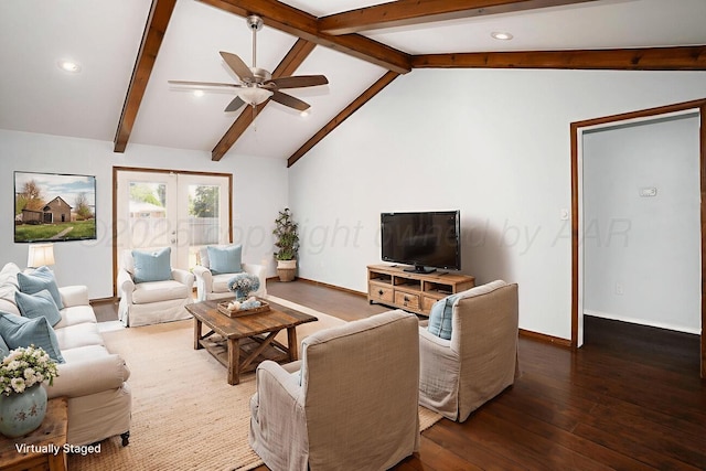 5101 Pin Oak Dr, Amarillo, TX 79110 - living area with hardwood / wood-style floors, a ceiling fan, recessed lighting, and french doors
