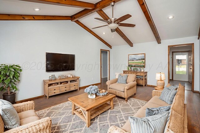 5101 Pin Oak Dr, Amarillo, TX 79110 - living area featuring a ceiling fan, wood finished floors, and recessed lighting