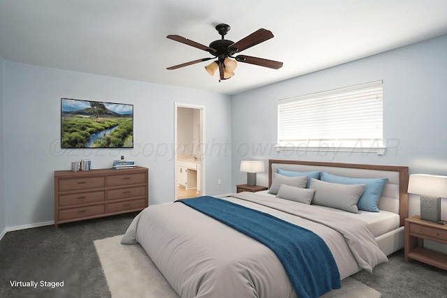 5101 Pin Oak Dr, Amarillo, TX 79110 - bedroom featuring carpet flooring, ensuite bath, and ceiling fan