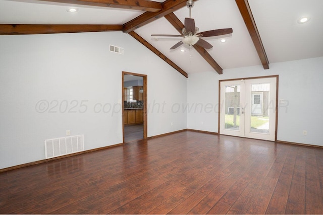5101 Pin Oak Dr, Amarillo, TX 79110 - spare room featuring a ceiling fan, wood finished floors, french doors, and recessed lighting