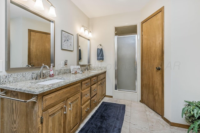 4012 Linda Dr, Amarillo, TX 79109 - full bathroom featuring double vanity and a shower stall