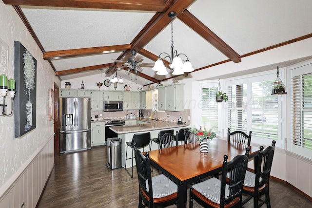 7303 Jameson Dr, Amarillo, TX 79121 - dining room featuring dark wood-style floors, a chandelier, and ceiling fan
