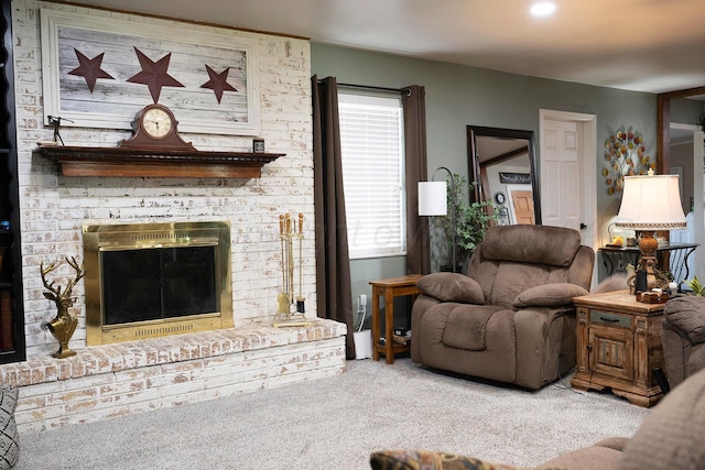 1100 Mills Ave, Dumas, TX 79029 - living area featuring a fireplace and carpet flooring