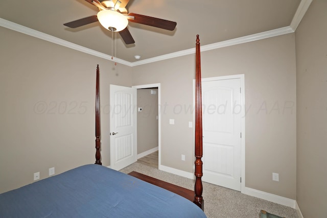 6702 Tatum Cir, Amarillo, TX 79119 - bedroom with ornamental molding, carpet flooring, and ceiling fan