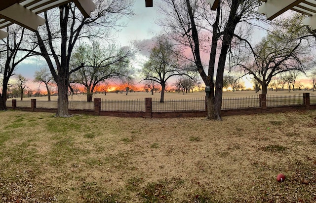 view of yard at dusk