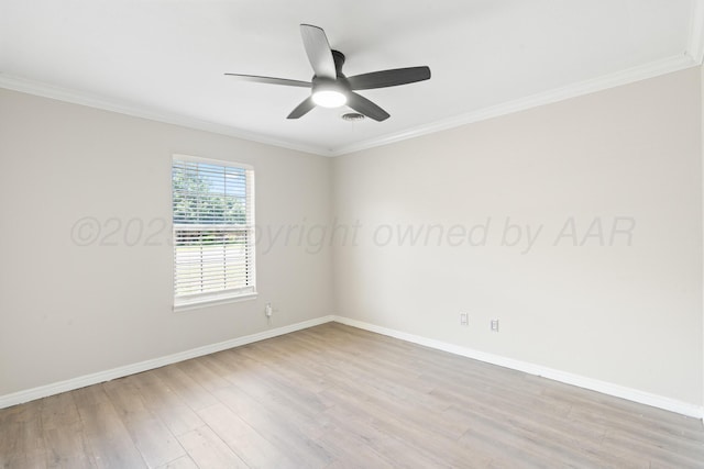 1321 Buena Vista St, Amarillo, TX 79106 - unfurnished room with light wood-style floors, ornamental molding, and ceiling fan