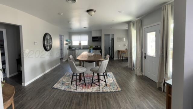 823 S Palo Duro St, Amarillo, TX 79106 - dining area featuring dark wood-type flooring and baseboards