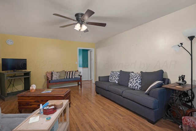 3515 Linda Dr, Amarillo, TX 79109 - living area featuring a ceiling fan and wood finished floors