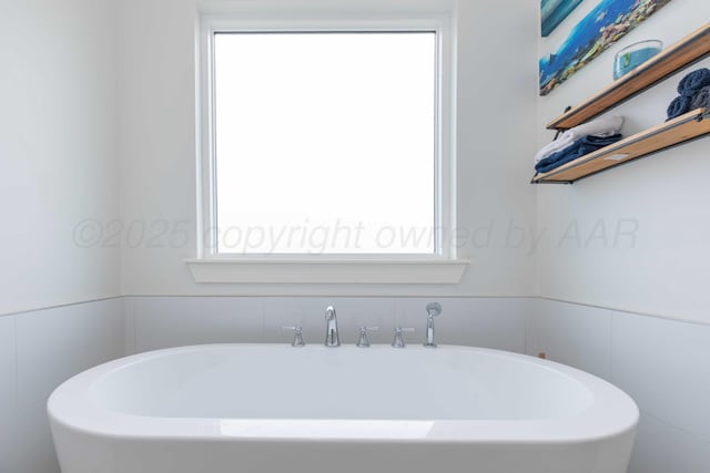 full bath with a freestanding tub