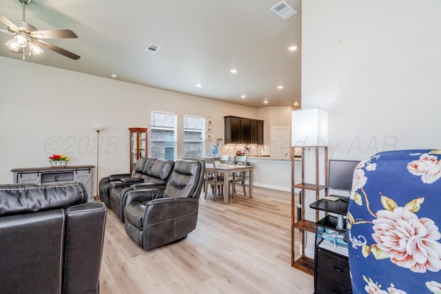 1800 Morningside Ave, Amarillo, TX 79118 - living room with light wood finished floors, recessed lighting, and a ceiling fan