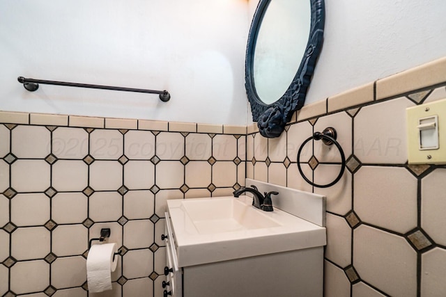 3704 Fountain Ter, Amarillo, TX 79106 - bathroom with vanity and tile walls