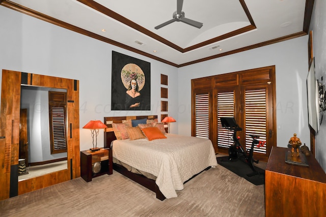 13 Prestwick Ln, Amarillo, TX 79124 - bedroom with ornamental molding, a ceiling fan, carpet flooring, high vaulted ceiling, and recessed lighting