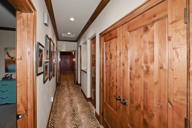 corridor with crown molding