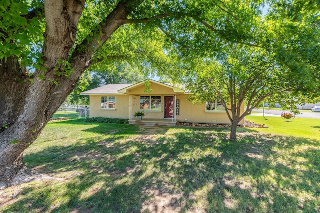 ranch-style home featuring a front yard