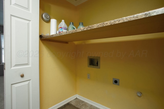 laundry area with washer hookup, tile patterned flooring, and hookup for an electric dryer