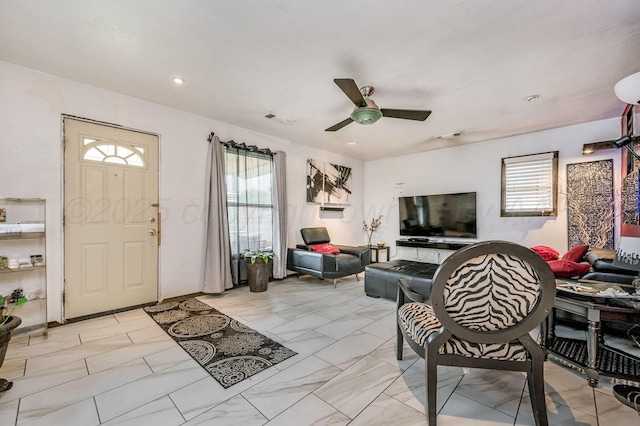 131 S Nelson St, Pampa, TX 79065 - living room featuring plenty of natural light and a ceiling fan