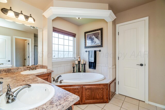 3507 Spokane Ave, Amarillo, TX 79118 - bathroom featuring a bath, vanity, and tile patterned flooring