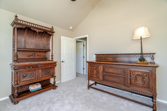 3507 Spokane Ave, Amarillo, TX 79118 - carpeted bedroom with baseboards and high vaulted ceiling