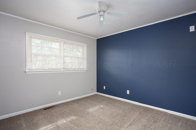 4417 Andrews Ave, Amarillo, TX 79106 - spare room with a ceiling fan, carpet, and crown molding