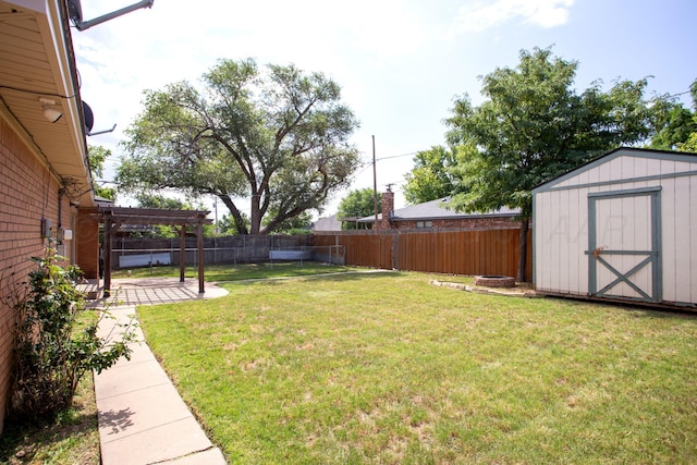 4417 Andrews Ave, Amarillo, TX 79106 - fenced backyard with a storage shed and a patio