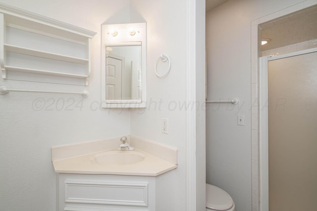 212 S Timbercreek Dr, Amarillo, TX 79118 - bathroom with a stall shower, toilet, and vanity