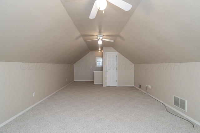 212 S Timbercreek Dr, Amarillo, TX 79118 - bonus room with a ceiling fan, light colored carpet, baseboards, and vaulted ceiling