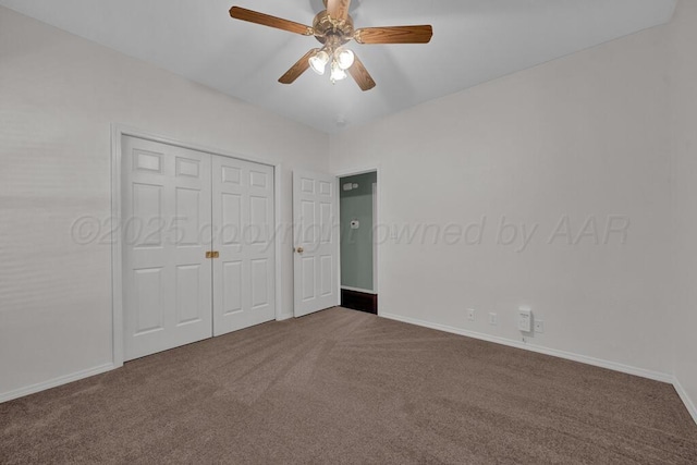 6611 Admiral Ct, Amarillo, TX 79124 - unfurnished bedroom featuring carpet, a closet, and ceiling fan
