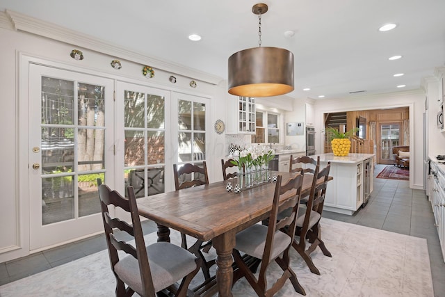 2606 S Lipscomb St, Amarillo, TX 79109 - dining space featuring tile patterned floors, ornamental molding, and recessed lighting