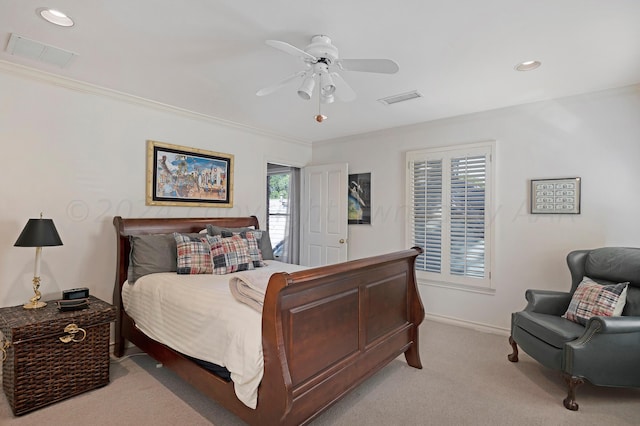 2606 S Lipscomb St, Amarillo, TX 79109 - carpeted bedroom featuring ceiling fan and crown molding