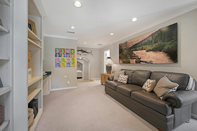 2606 S Lipscomb St, Amarillo, TX 79109 - living room featuring crown molding and carpet
