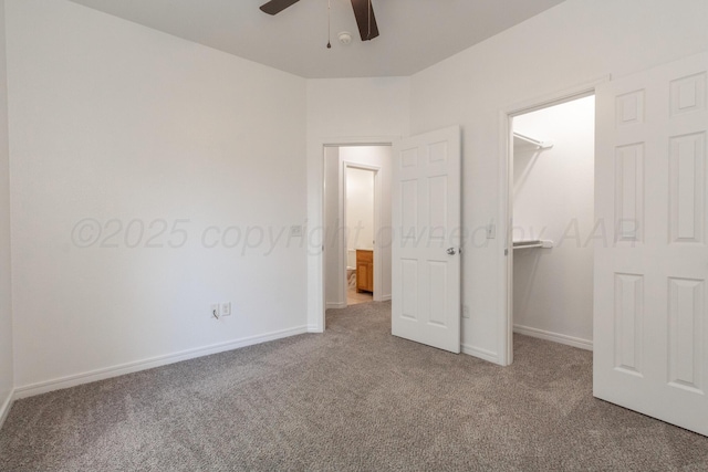6203 Donda St, Amarillo, TX 79118 - unfurnished bedroom with carpet flooring, a walk in closet, and ceiling fan
