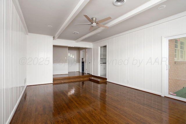 5214 George Ter, Amarillo, TX 79106 - spare room featuring beamed ceiling, a ceiling fan, and wood finished floors