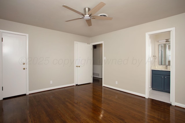 5214 George Ter, Amarillo, TX 79106 - unfurnished bedroom with wood finished floors, ensuite bathroom, and ceiling fan
