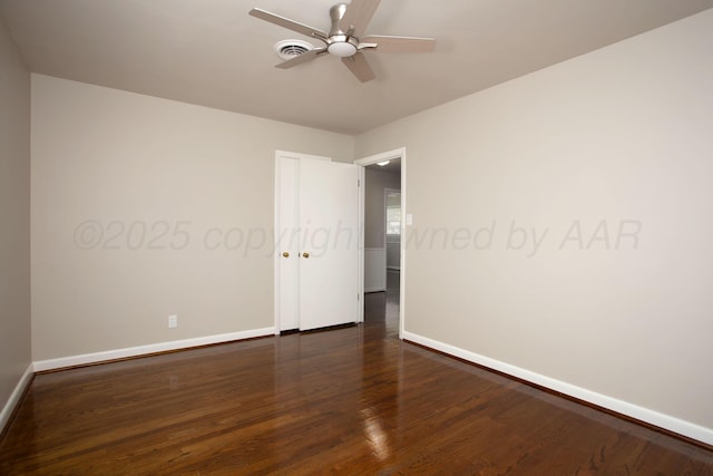 5214 George Ter, Amarillo, TX 79106 - empty room with ceiling fan and dark wood-style flooring