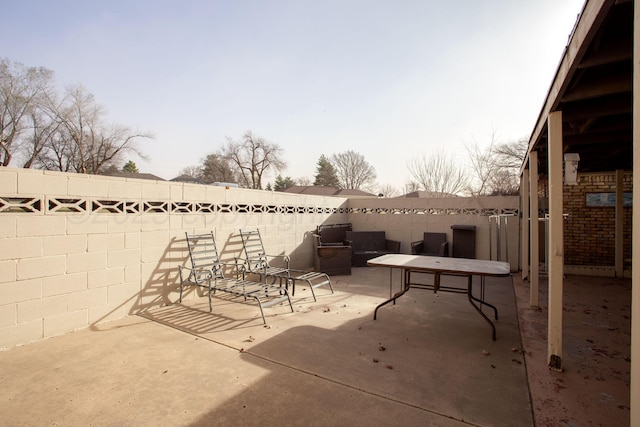 view of patio featuring a fenced backyard