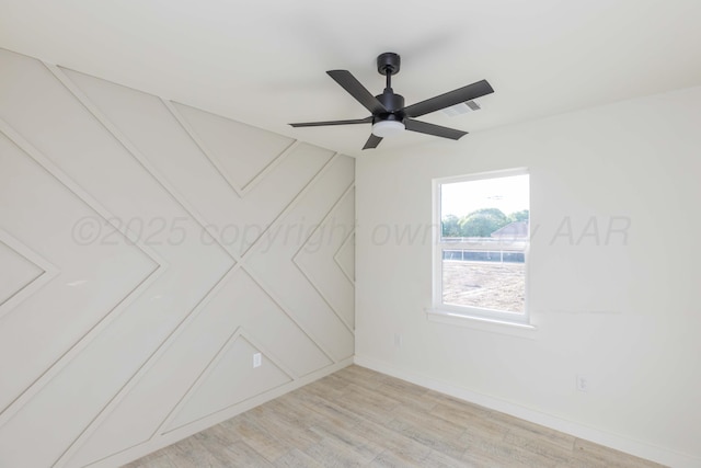 3807 Hancock St, Amarillo, TX 79109 - unfurnished room with light wood-style floors, ceiling fan, and baseboards
