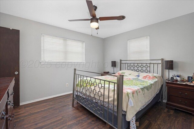 5021 Westway Trl, Amarillo, TX 79109 - bedroom with wood finished floors, baseboards, and ceiling fan