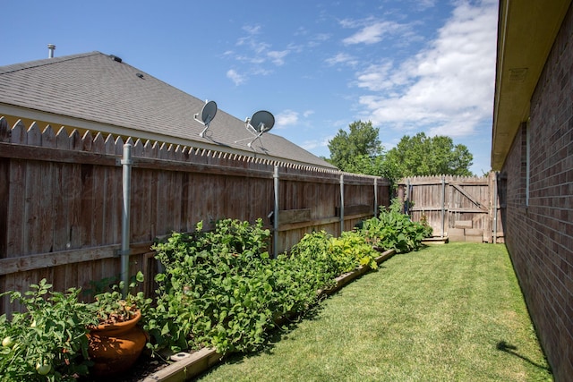 view of yard with a fenced backyard