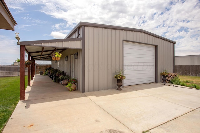 garage with a carport