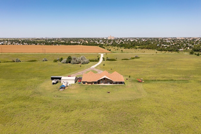 bird's eye view with a rural view