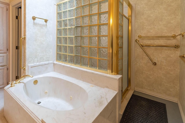 7402 Park Ridge Dr, Amarillo, TX 79119 - full bathroom featuring a jetted tub and a stall shower