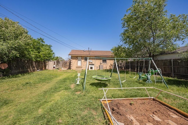 view of yard with a playground