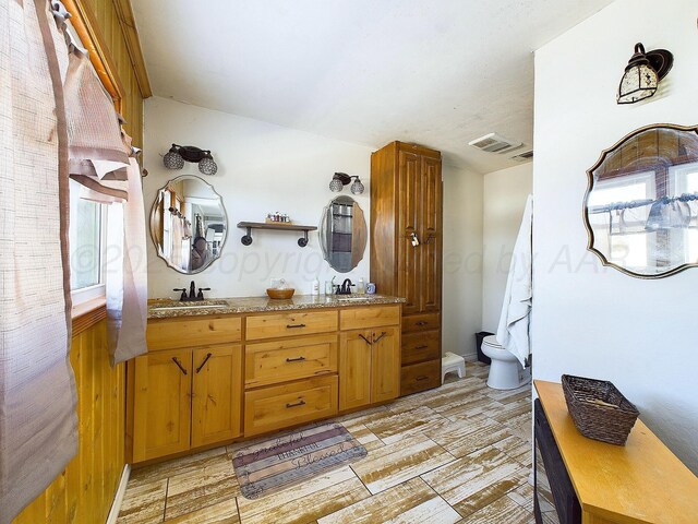 bathroom featuring vanity and toilet