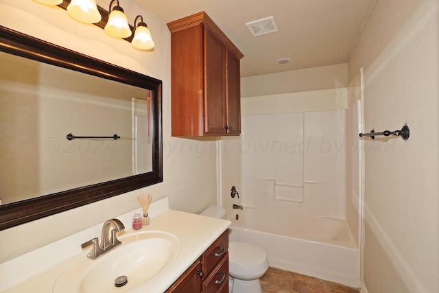 9315 Gaston Ave, Amarillo, TX 79119 - full bathroom with washtub / shower combination, vanity, and toilet