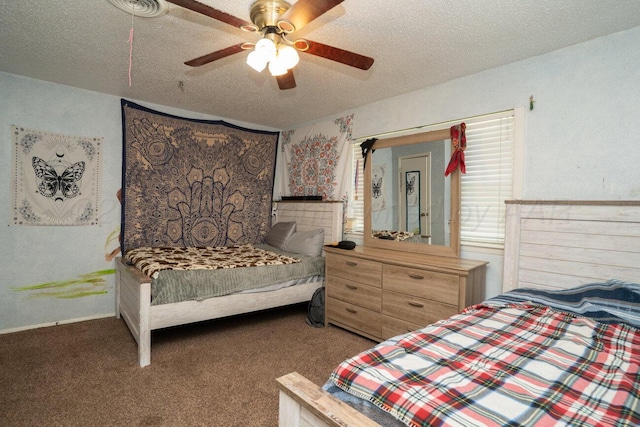 5216 Westway Trl, Amarillo, TX 79109 - bedroom featuring a textured ceiling, carpet floors, and ceiling fan
